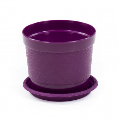 Цветочный горшок фиолетовый Жасмин d89 мм, h81 мм с поддонником - 0,3 л — Полесье Россия
