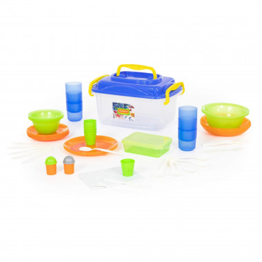 Набор пластиковой посуды для пикника №8 на 6 персон (55 элементов) — Полесье Россия