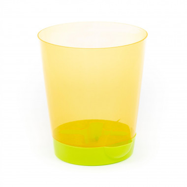 Цветочный горшок №3 с поддонником, 2 литра, d160 мм, h180 мм (горшок прозрачно-жёлтый, поддонник лимонно-зелёный) — Полесье Россия