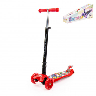 Детский самокат складной (красно-чёрный) — Полесье Россия