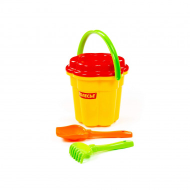 Набор №78: ведро-цветок большое, ситечко-цветок большое, лопатка №5, грабельки №5 — Полесье Россия