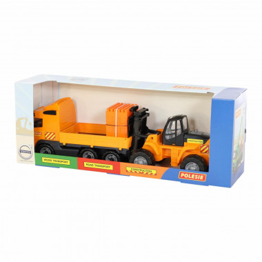 Машина бортовой автомобиль  Volvo + автокар + конструктор Супер-Микс (30 элементов) — Полесье Россия