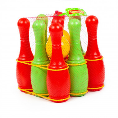 Детский боулинг набор Кегли 9 штук с мячом — Полесье Россия