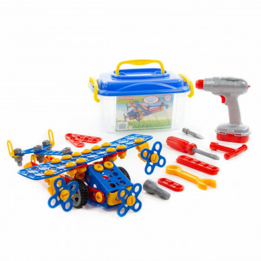 Конструктор Изобретатель - Самолёт №2 (144 элемента) + шуруповерт — Полесье Россия