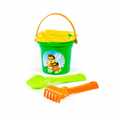 Набор №28: ведро малое, ситечко-цветок, совок №2, грабельки №2 — Полесье Россия