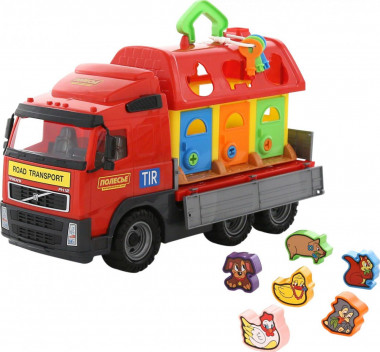 Машина бортовой автомобиль Volvo+ Сортер домик для зверей — Полесье Россия