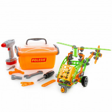 Конструктор Изобретатель - Вертолёт №1 (130 элементов) + шуруповерт — Полесье Россия