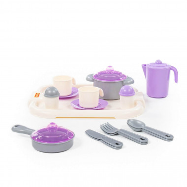 Набор детской посуды Настенька с подносом на 2 персоны, яркая — Полесье Россия