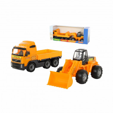 Машина бортовой автомобиль Volvo + трактор-погрузчик — Полесье Россия