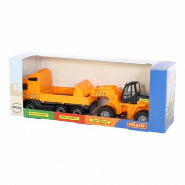 Машина бортовой автомобиль Volvo + трактор-погрузчик — Полесье Россия