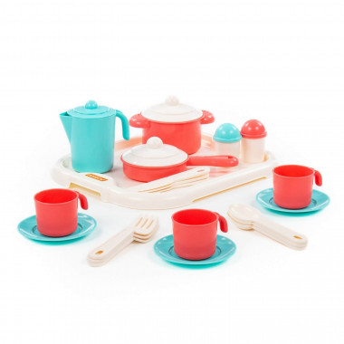 Набор детской посуды Настенька с подносом на 3 персоны, яркая — Полесье Россия