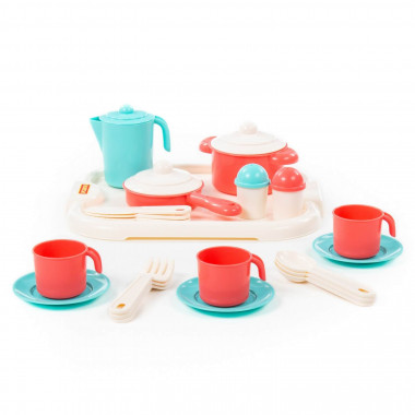 Набор детской посуды Настенька с подносом на 3 персоны, яркая — Полесье Россия
