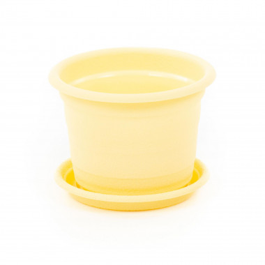 Цветочный горшок светло-желтый Ксения №1 d97 мм, h73 мм с поддонником - 0,25 л - СНЯТ С ПРОИЗ-ВА, см другие цвета — Полесье Россия