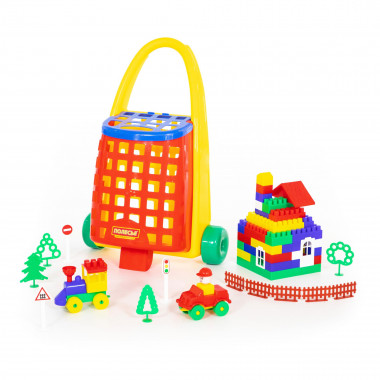 Конструктор Строитель 101 элемент с тележкой — Полесье Россия