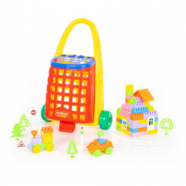 Конструктор Строитель 101 элемент с тележкой — Полесье Россия