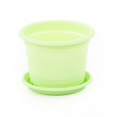 Цветочный горшок светло-зеленый Ксения №1 d97 мм, h73 мм с поддонником - 0,25 л  - СНЯТ с ПРОИЗВОДСТВА - см другие цвета — Полесье Россия