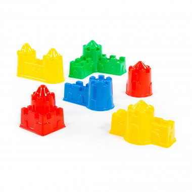 Набор №543 формочки для замка (мост, башня, стена с одной башней, стена с двумя башнями, угловая, квадратная) — Полесье Россия