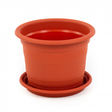 Цветочный горшок коричневый Ксения №1 d97 мм, h73 мм с поддонником - 0,25 л — Полесье Россия