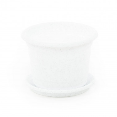 Цветочный горшок белый мрамор Ксения №1 d97 мм, h73 мм с поддонником - 0,25 л НЕ ПРОИЗВОДИМ — Полесье Россия