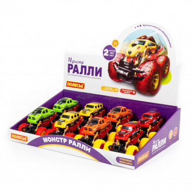 Монстр РАЛЛИ, автомобиль инерционный со светом и звуком (дисплей №2) - 8шт в дисплее — Полесье Россия