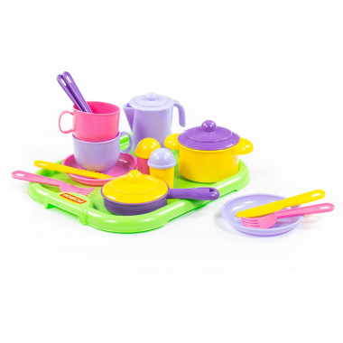 Набор детской посуды Хозяюшка с подносом на 2 персоны — Полесье Россия