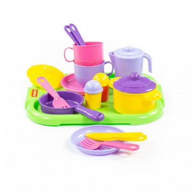 Набор детской посуды Хозяюшка с подносом на 2 персоны — Полесье Россия