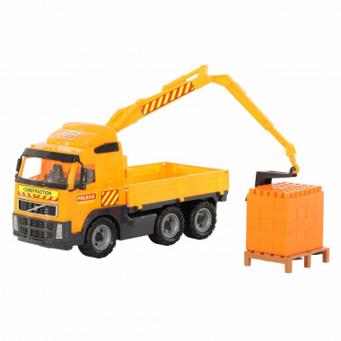 Машина автомобиль-кран с манипулятором Volvo + конструктор Супер-Микс (30 элементов) — Полесье Россия