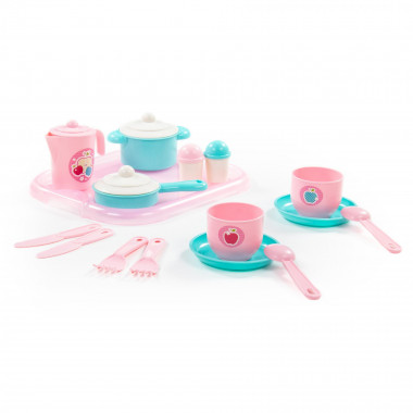 Набор детской посуды Хозяюшка с подносом на 2 персоны (V4) 19 элементов — Полесье Россия