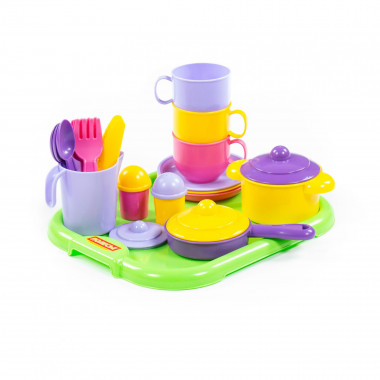 Набор детской посуды Хозяюшка с подносом на 3 персоны — Полесье Россия