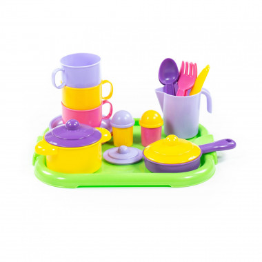Набор детской посуды Хозяюшка с подносом на 3 персоны — Полесье Россия