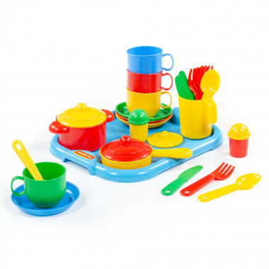 Набор детской посуды Хозяюшка с подносом на 4 персоны — Полесье Россия