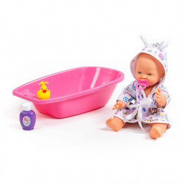 Пупс Весёлый (35 см) с соской + ванночка и набор для купания — Полесье Россия