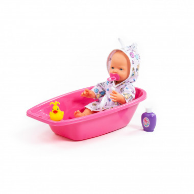 Пупс Весёлый (35 см) с соской + ванночка и набор для купания — Полесье Россия