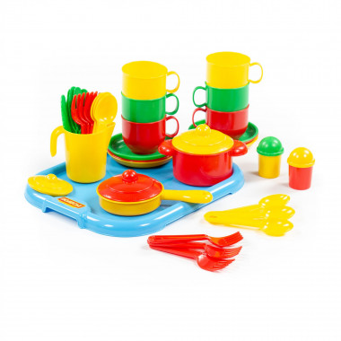 Набор детской посуды Хозяюшка с подносом на 6 персон — Полесье Россия