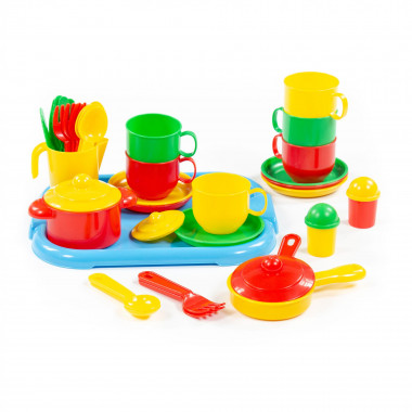 Набор детской посуды Хозяюшка с подносом на 6 персон — Полесье Россия