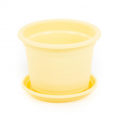 Цветочный горшок светло-желтый Ксения №2 d114 мм, h87 мм с поддонником - 0,45 л — Полесье Россия