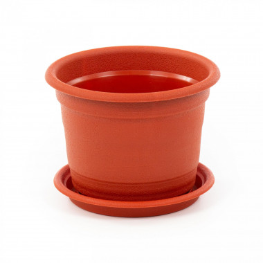 Цветочный горшок коричневый Ксения №2 d114 мм, h87 мм с поддонником - 0,45 л — Полесье Россия