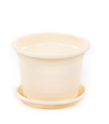 Цветочный горшок кремовый Ксения №1 d97 мм, h71 мм - 0,25 л — Полесье Россия