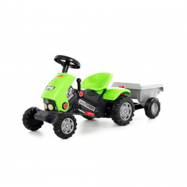 Педальный трактор Turbo-2 с полуприцепом зеленый — Полесье Россия