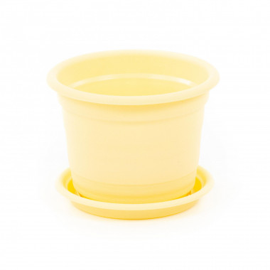 Цветочный горшок светло-желтый Ксения №3 d135 мм, h103 мм с поддонником - 0,75 л — Полесье Россия