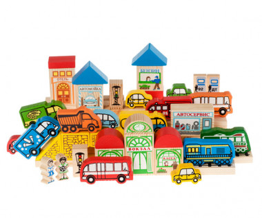 Деревянный конструктор Транспорт, Томик, 45 деталей — Полесье Россия