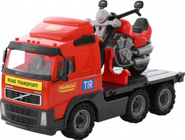 Игрушка машина - платформа Volvo + мотоцикл гоночный Байк — Полесье Россия
