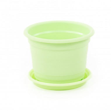 Цветочный горшок светло-зеленый Ксения №3 d135 мм, h103 мм с поддонником - 0,75 л — Полесье Россия
