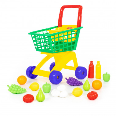 Тележка для маркета + набор продуктов №6 (19 элементов) — Полесье Россия