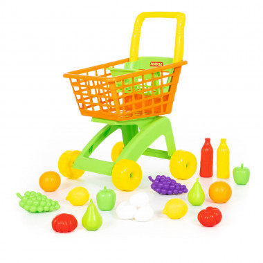 Тележка для маркета + набор продуктов №6 (19 элементов) — Полесье Россия