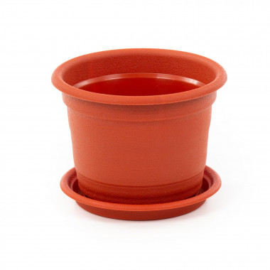 Цветочный горшок коричневый Ксения №3 d135 мм, h103 мм с поддонником - 0,75 л — Полесье Россия