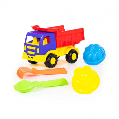 Набор №189: Салют, автомобиль-самосвал + совок №2, грабельки №2, 2 формочки — Полесье Россия