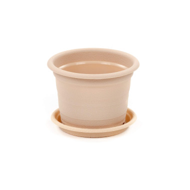 Цветочный горшок молочно-кофейный Ксения №1 d97 мм, h73 мм с поддонником - 0,25 л — Полесье Россия
