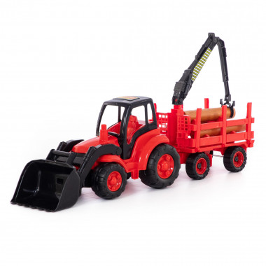 Трактор Чемпион с ковшом + прицеп-лесовоз — Полесье Россия