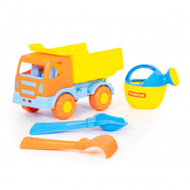 Набор №190: Салют, автомобиль-самосвал + совок №2, грабельки №2, лейка малая №3 — Полесье Россия